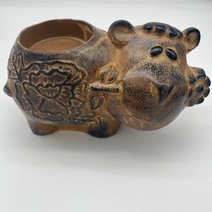 Hippopotamus figurine made out Ceramic cute small area on back